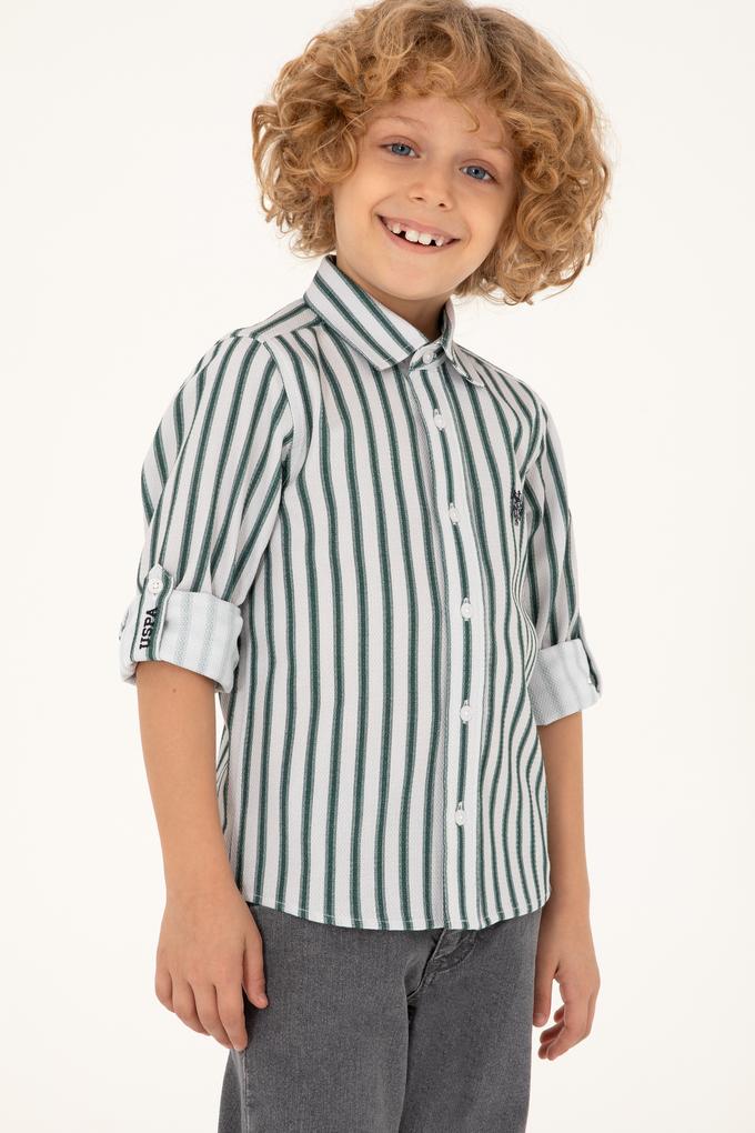 Erkek Çocuk Koyu Yeşil Uzun Kollu Gömlek