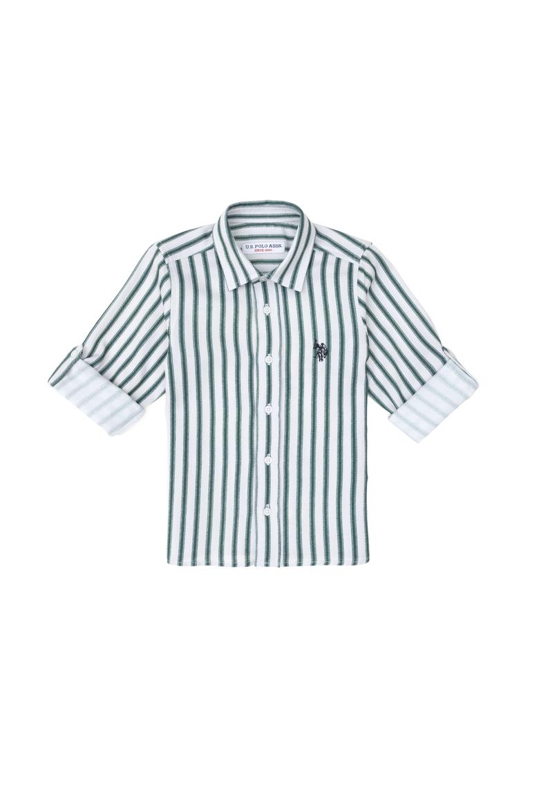 Erkek Çocuk Koyu Yeşil Uzun Kollu Gömlek - 50297387003