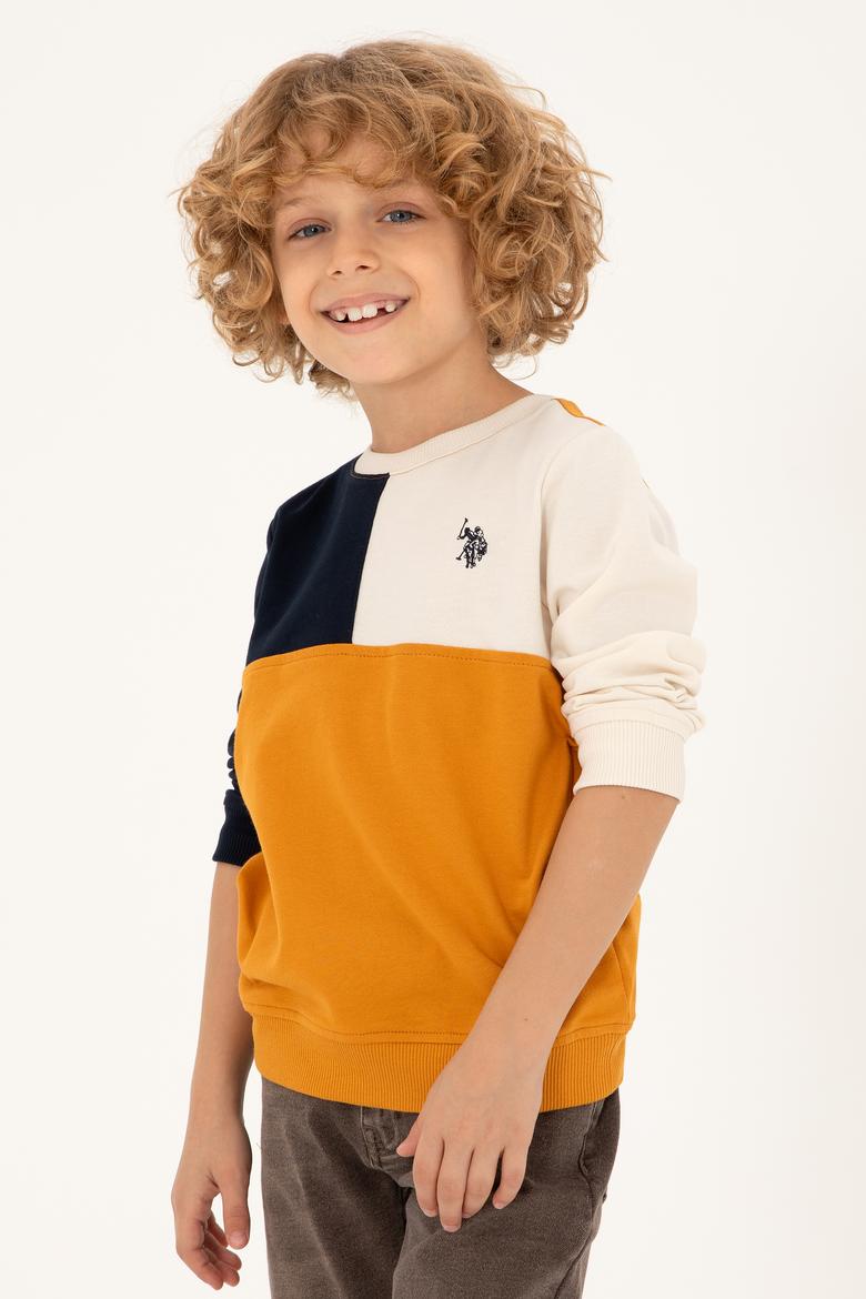 Erkek Çocuk Hardal Bisiklet Yaka Sweatshirt