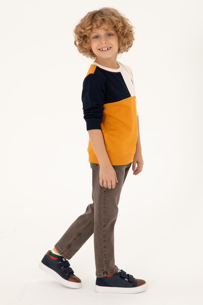 Erkek Çocuk Hardal Bisiklet Yaka Sweatshirt - 50293527015