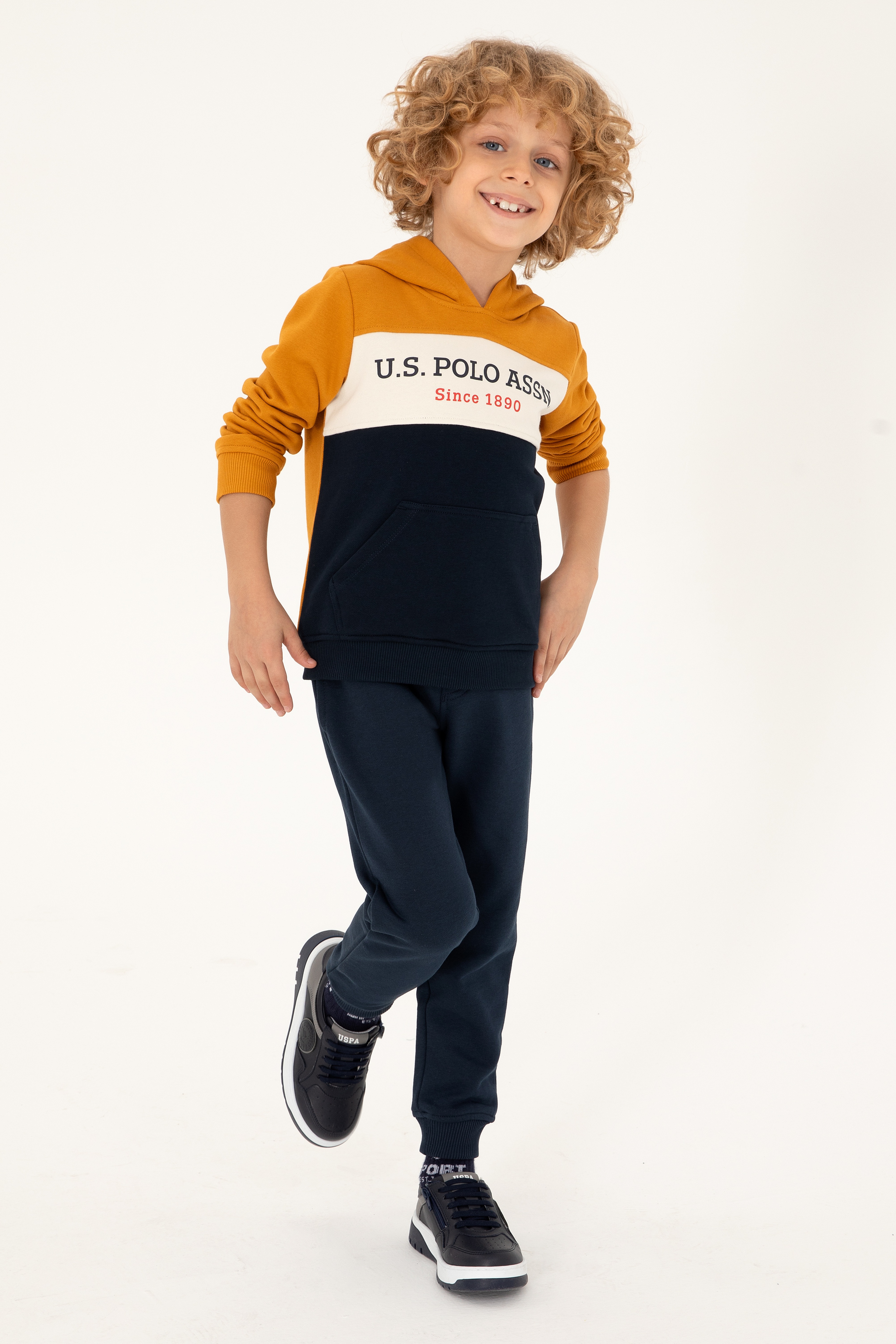 Erkek Çocuk Hardal Kapüşonlu Sweatshirt