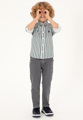 Erkek Çocuk Koyu Yeşil Uzun Kollu Gömlek - 50297387003