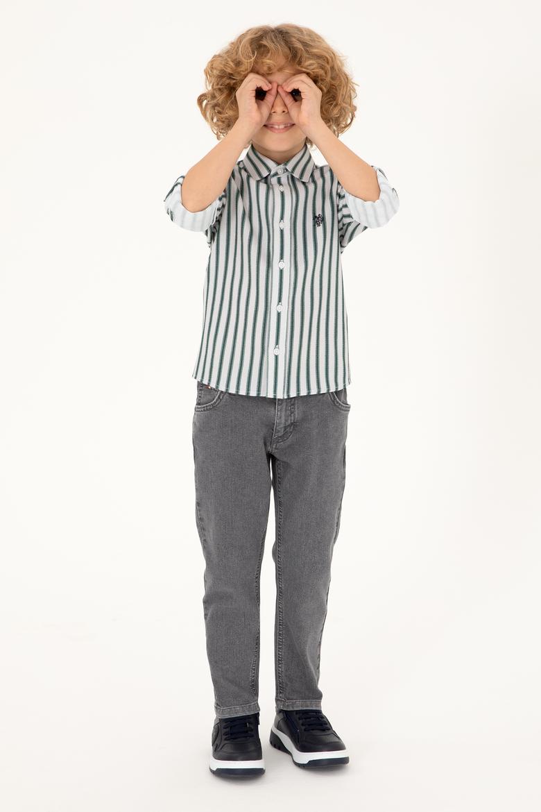 Erkek Çocuk Koyu Yeşil Uzun Kollu Gömlek - 50297387003