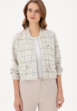 Kadın Krem Bomber Ceket - 50292427005