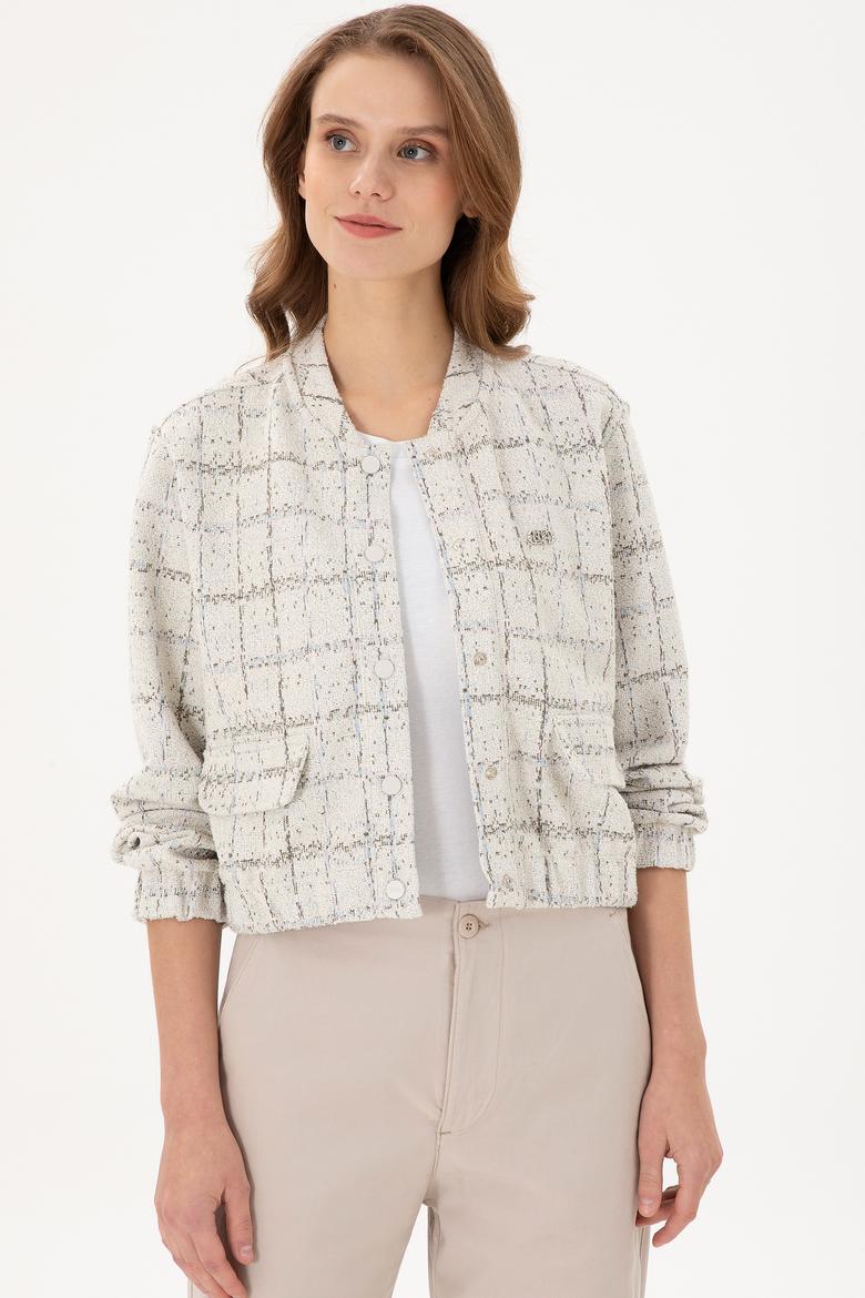 Kadın Krem Bomber Ceket - 50292427005
