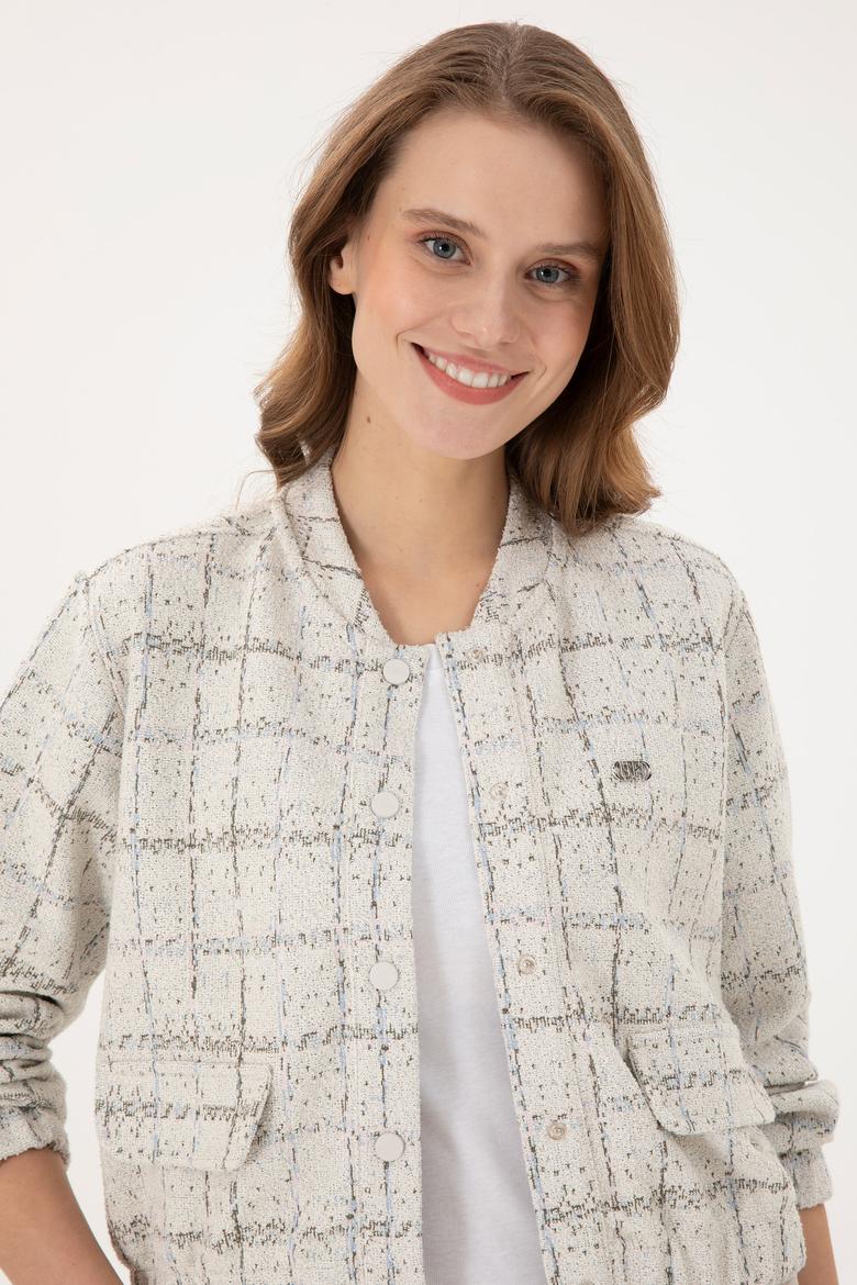 Kadın Krem Bomber Ceket - 50292427005