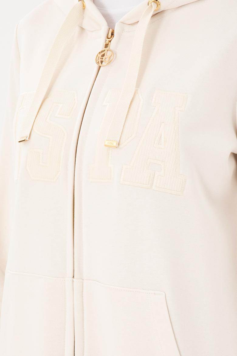 Kadın Krem Kapüşonlu Sweatshirt - 50289544054