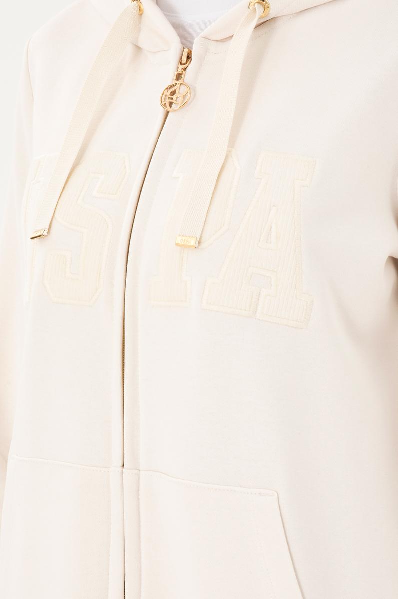 Kadın Krem Kapüşonlu Sweatshirt