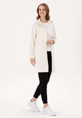 Kadın Krem Kapüşonlu Sweatshirt - 50289544054