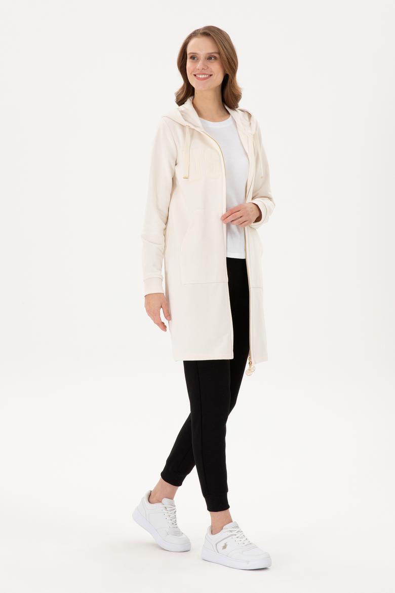 Kadın Krem Kapüşonlu Sweatshirt - 50289544054