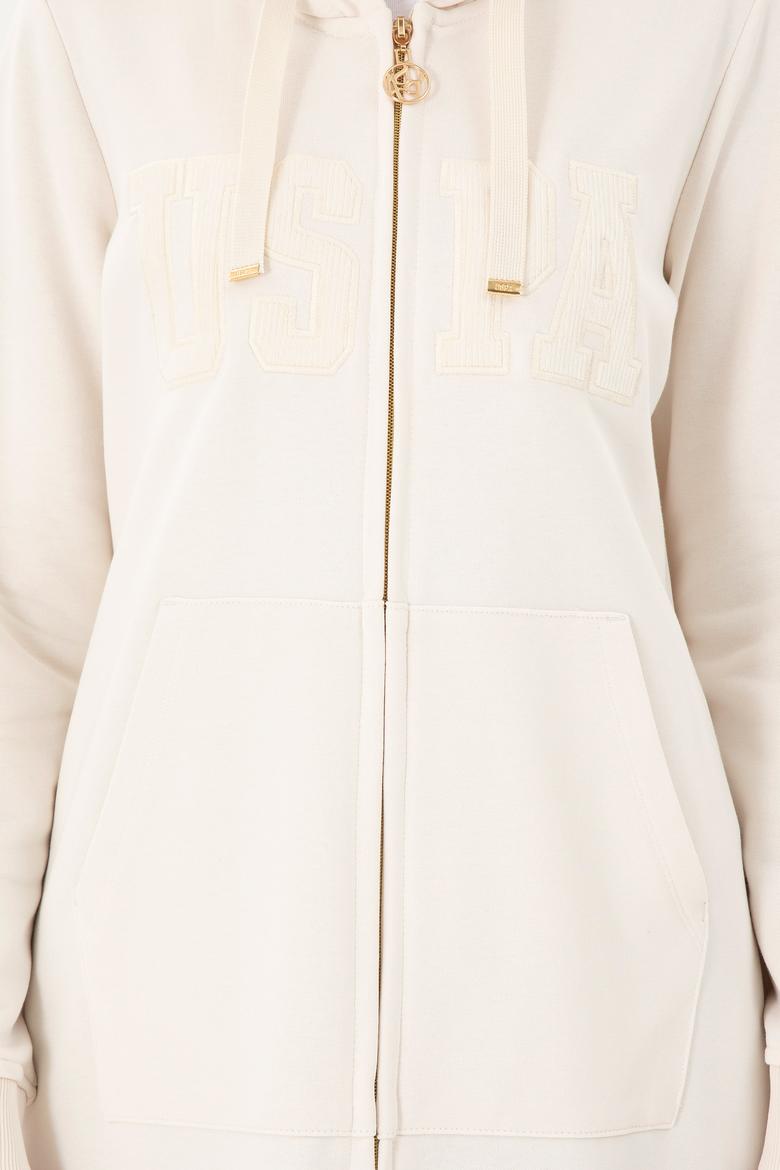 Kadın Krem Kapüşonlu Sweatshirt - 50289544054