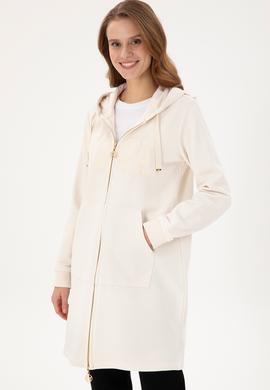 Kadın Krem Kapüşonlu Sweatshirt - 50289544054