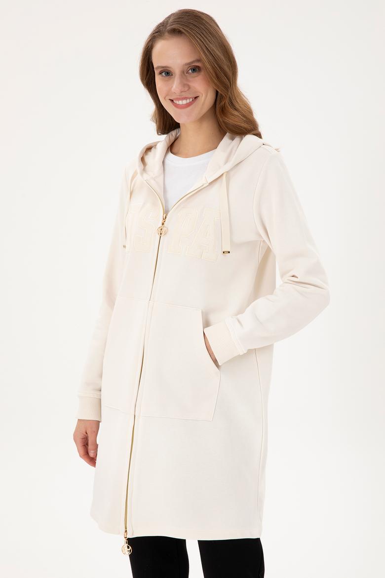 Kadın Krem Kapüşonlu Sweatshirt - 50289544054
