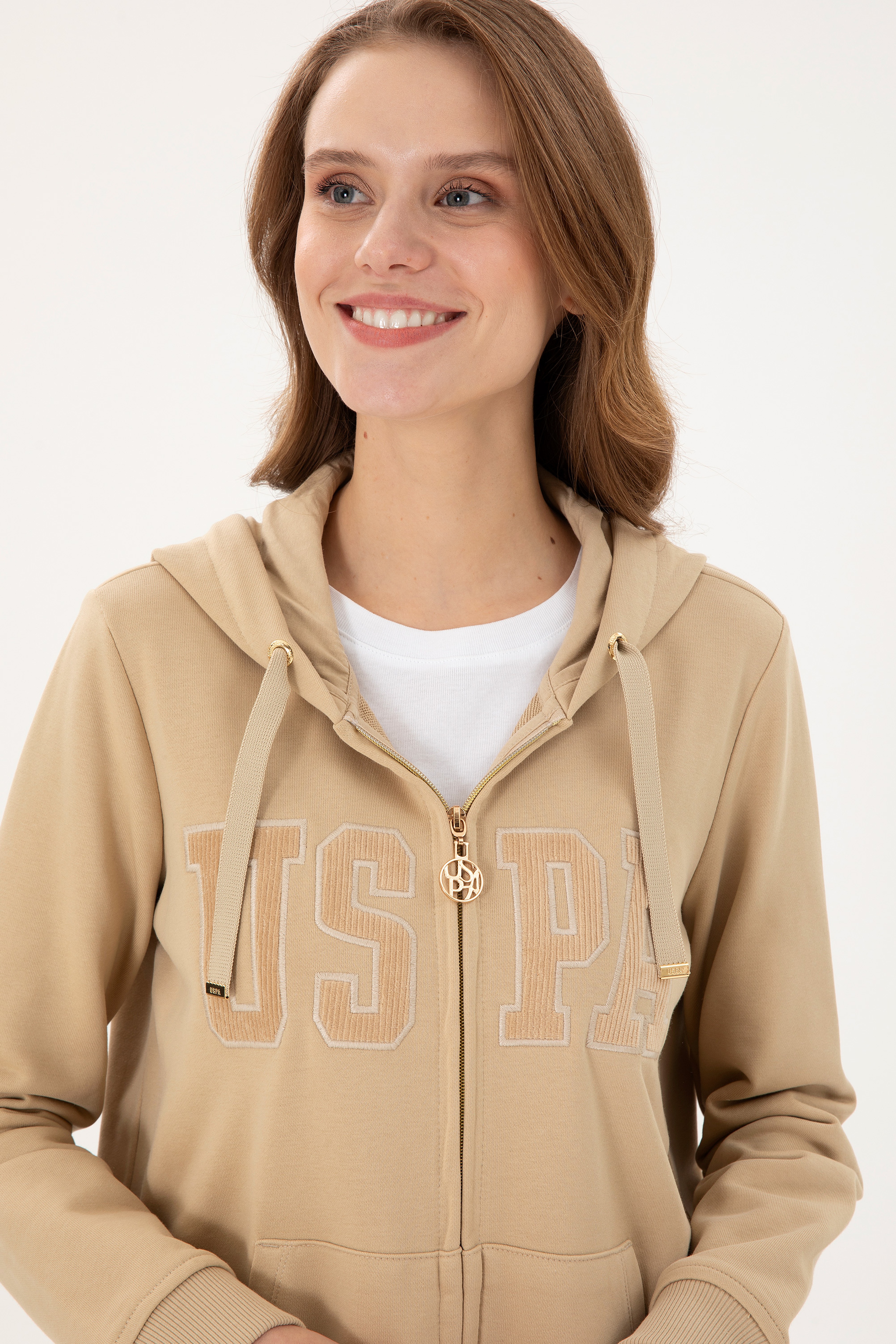 Kadın Kum Kapüşonlu Sweatshirt