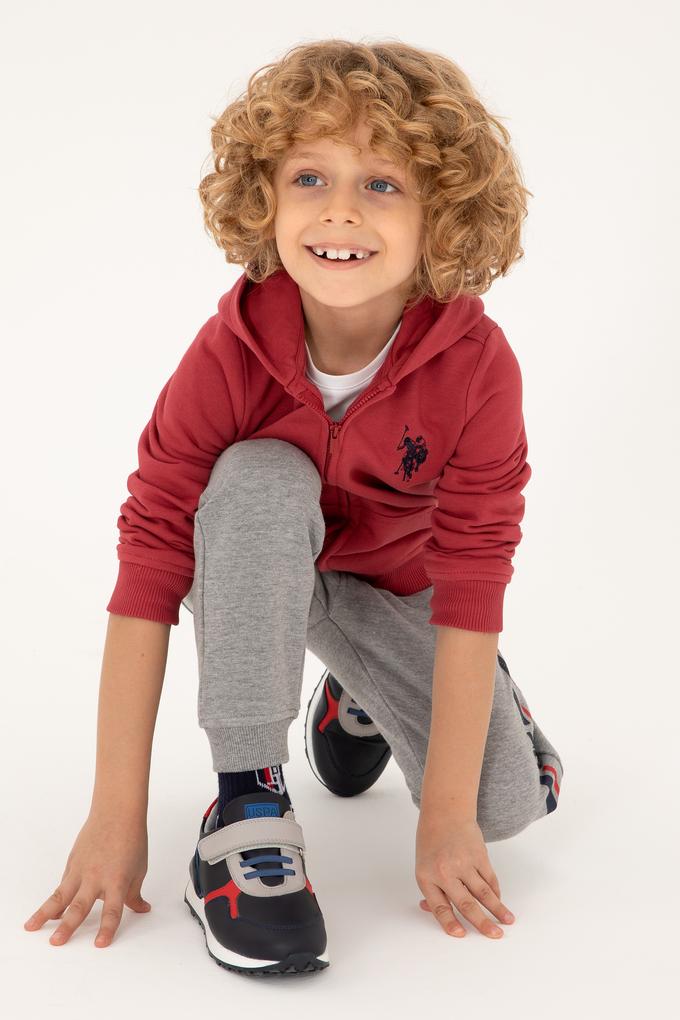 Erkek Çocuk Vişne Basic Fermuarlı Sweatshirt