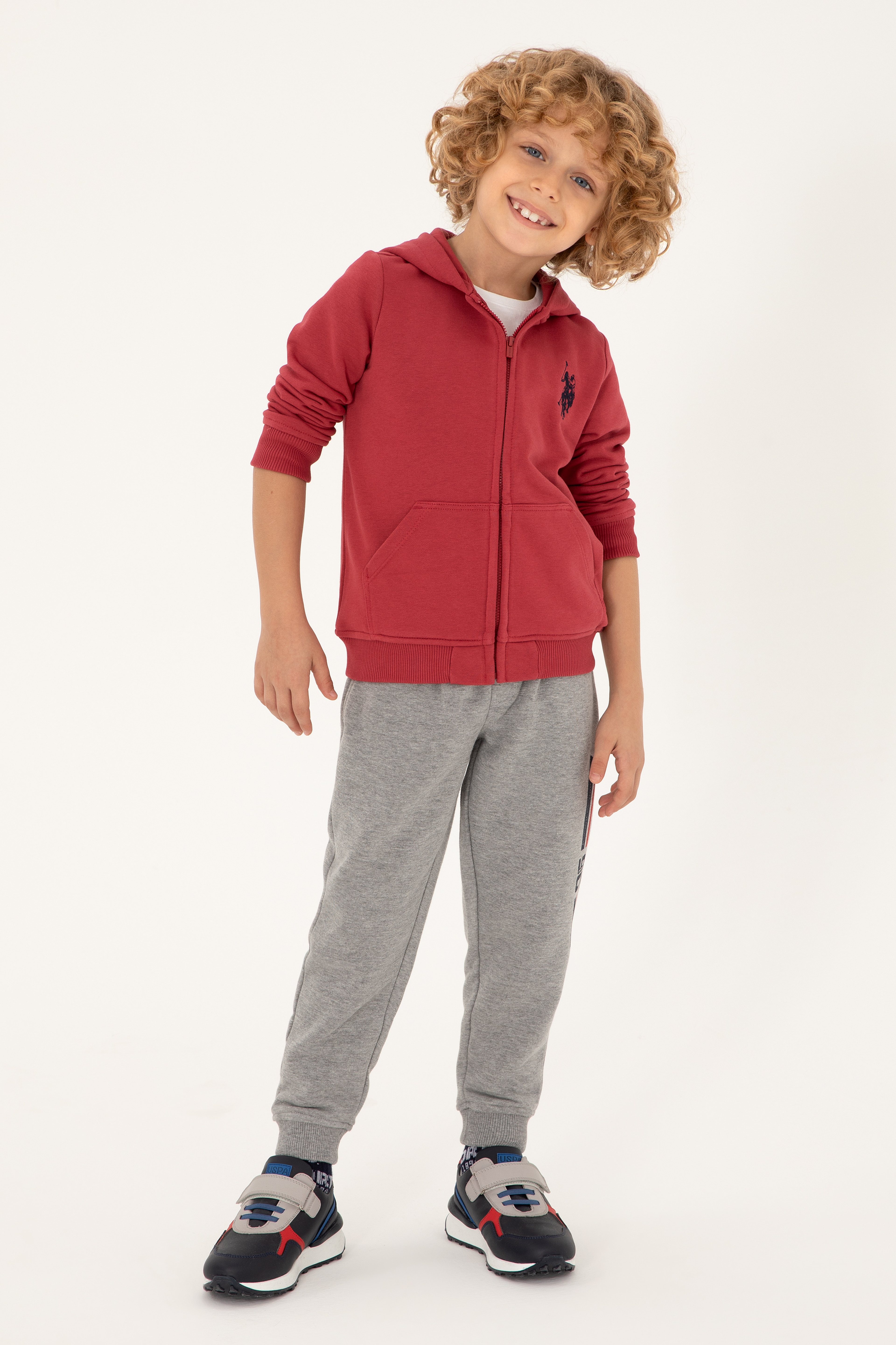 Erkek Çocuk Vişne Basic Fermuarlı Sweatshirt