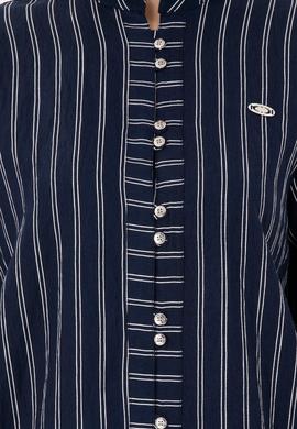 Kadın Lacivert Uzun Kollu Çizgili Tunik Gömlek - 50290024011