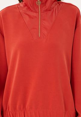 Kadın Kiremit Dik Yaka Sweatshirt - 50292356011