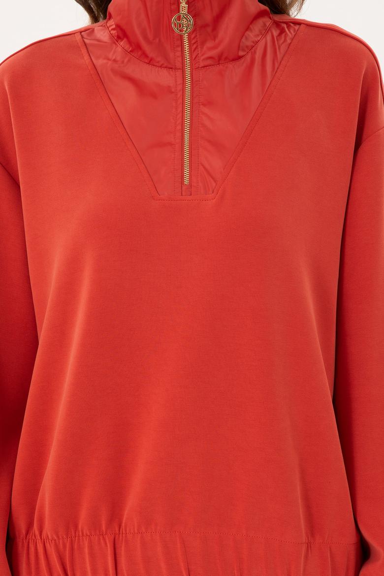 Kadın Kiremit Dik Yaka Sweatshirt - 50292356011