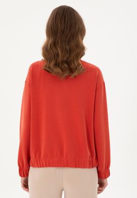 Kadın Kiremit Dik Yaka Sweatshirt - 50292356011