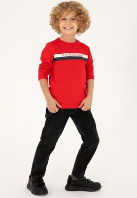 Erkek Çocuk Kırmızı Bisiklet Yaka Sweatshirt - 50293606008