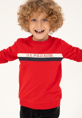 Erkek Çocuk Kırmızı Bisiklet Yaka Sweatshirt - 50293606008