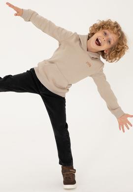 Erkek Çocuk Taş Basic Kapüşonlu Sweatshirt - 50295161046