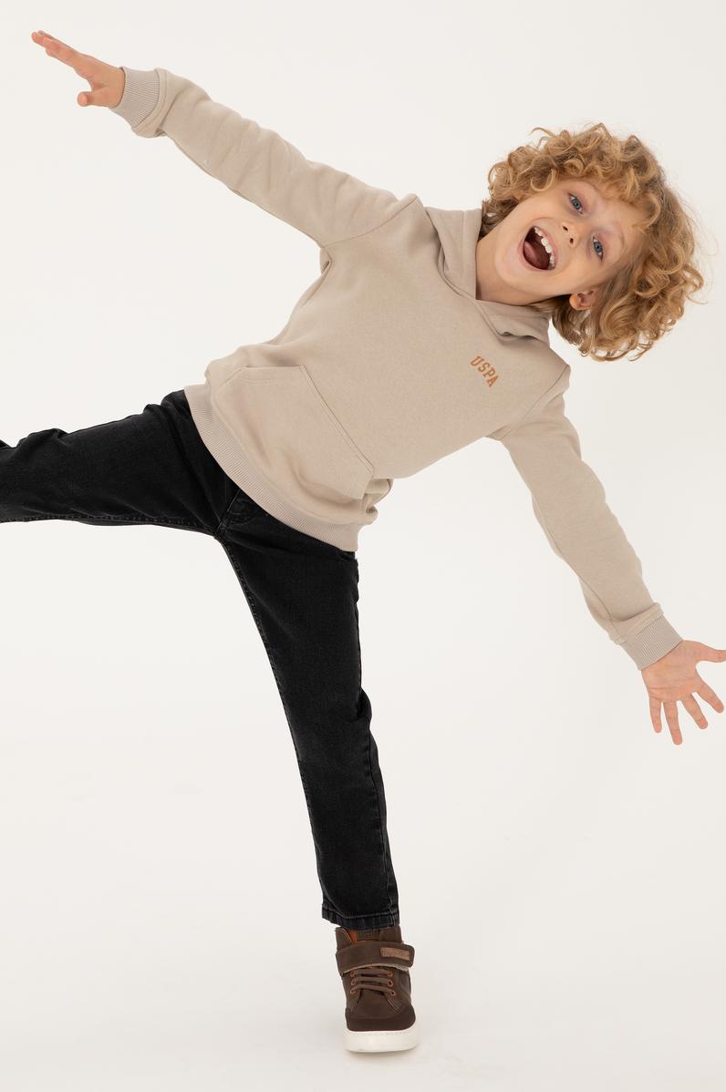 Erkek Çocuk Taş Basic Kapüşonlu Sweatshirt