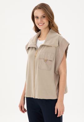 Kadın Açık Haki Örme Yelek - 50292386012