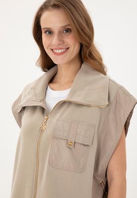 Kadın Açık Haki Örme Yelek - 50292386012
