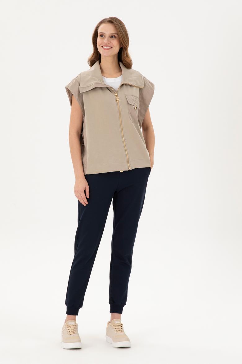 Kadın Açık Haki Örme Yelek - 50292386012