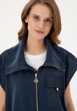 Kadın Lacivert Örme Yelek - 50292386008