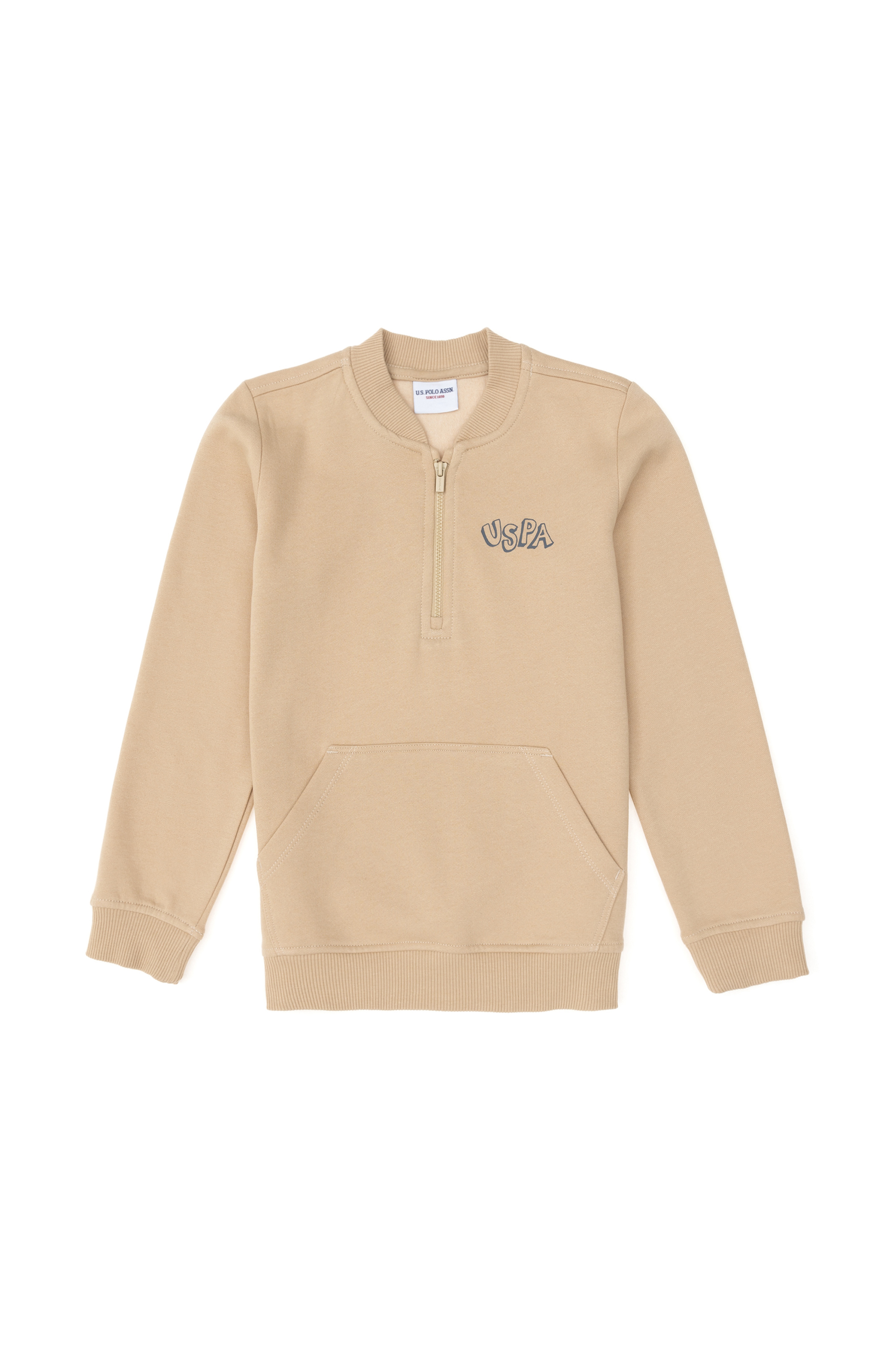 Erkek Çocuk Kum Yarım Fermuarlı Sweatshirt