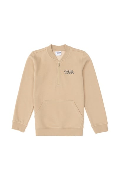 Erkek Çocuk Kum Yarım Fermuarlı Sweatshirt