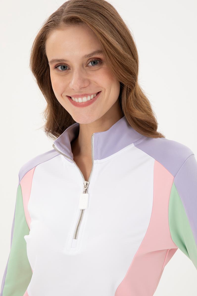 Kadın Lila Dik Yaka Sweatshirt