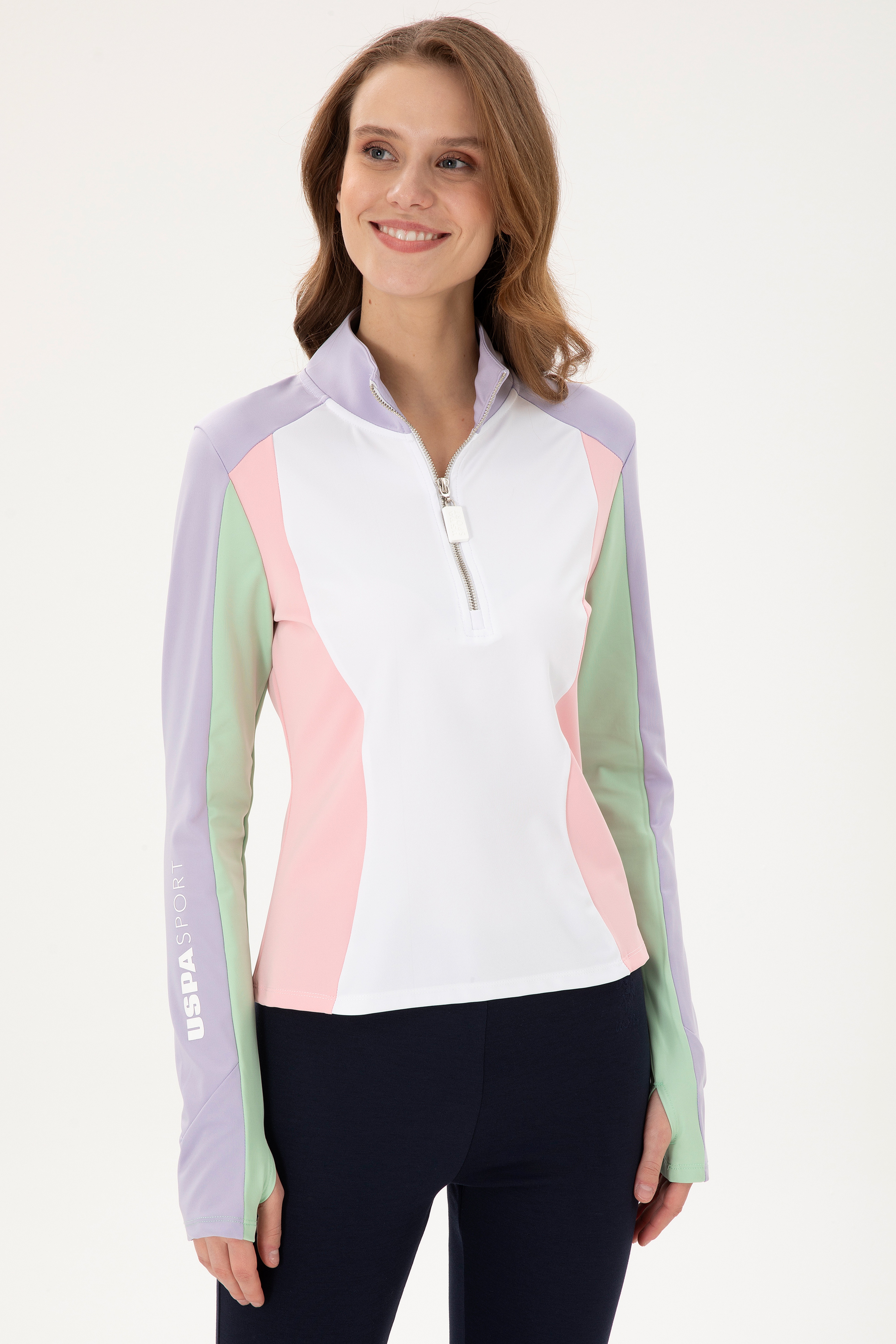 Kadın Lila Dik Yaka Sweatshirt - Image 3