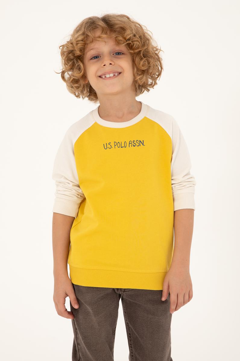 Erkek Çocuk Sarı Bisiklet Yaka Sweatshirt