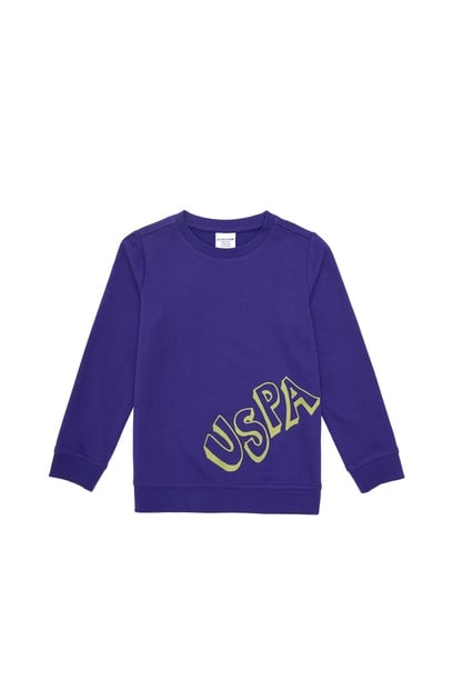 Erkek Çocuk Mor Bisiklet Yaka Sweatshirt