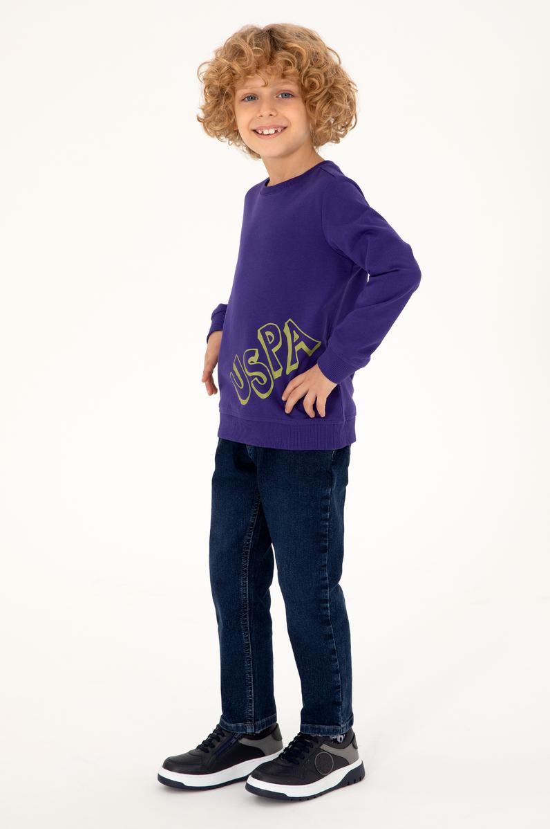 Erkek Çocuk Mor Bisiklet Yaka Sweatshirt