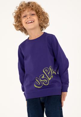 Erkek Çocuk Mor Bisiklet Yaka Sweatshirt - 50293617014