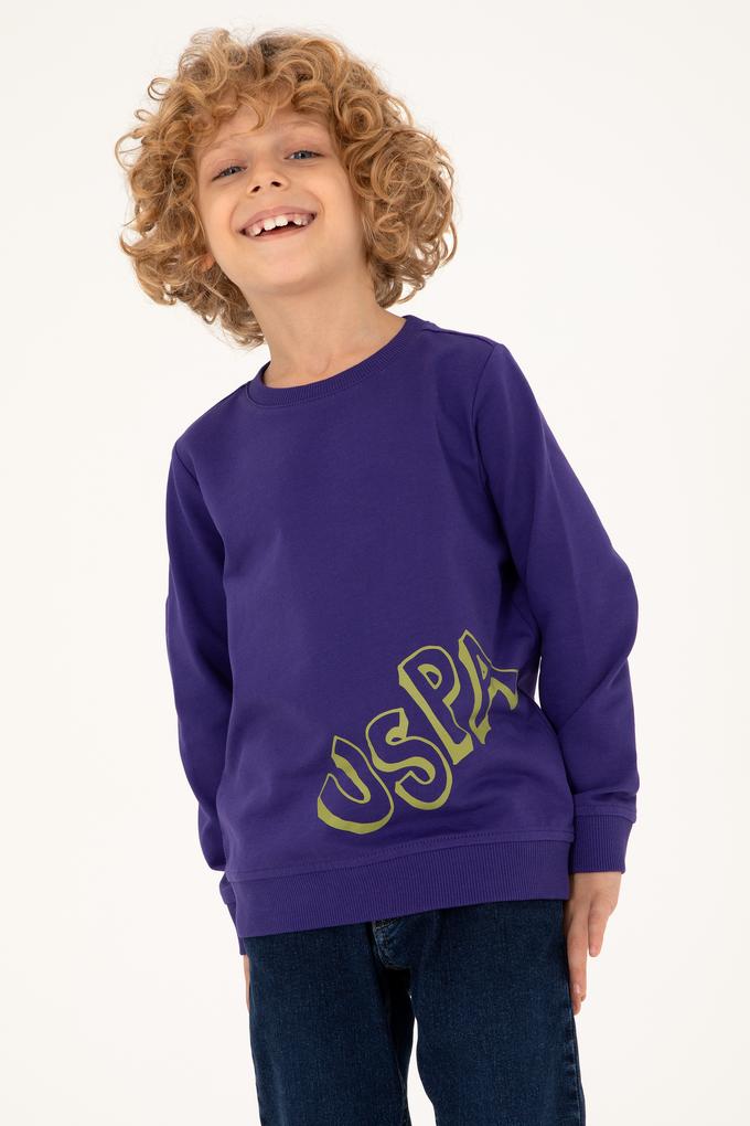 Erkek Çocuk Mor Bisiklet Yaka Sweatshirt