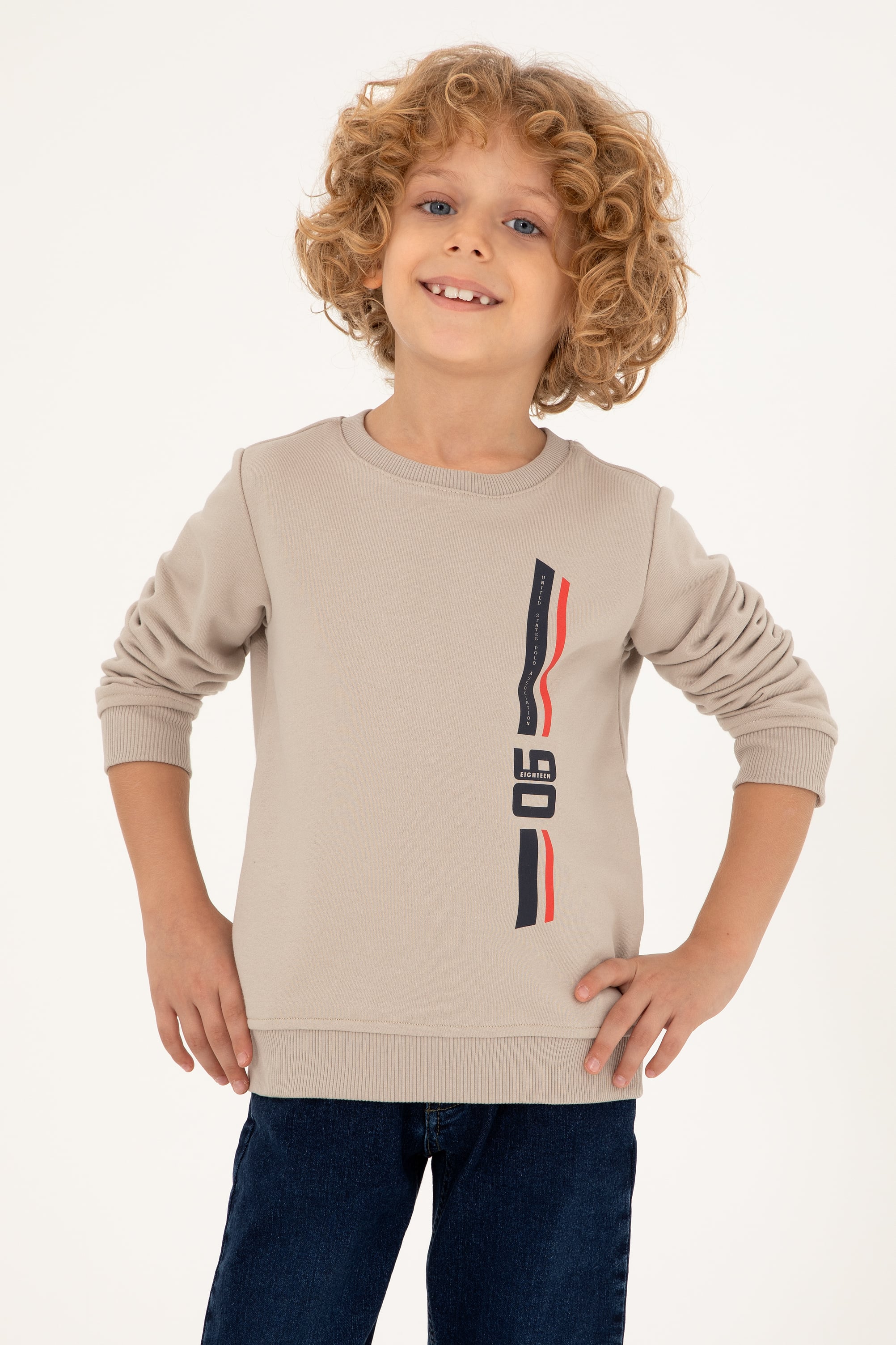 Erkek Çocuk Taş Bisiklet Yaka Sweatshirt