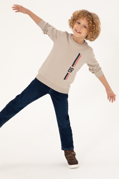 Erkek Çocuk Taş Bisiklet Yaka Sweatshirt