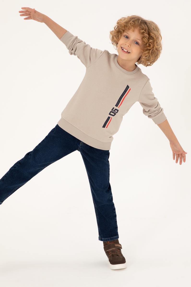 Erkek Çocuk Taş Bisiklet Yaka Sweatshirt