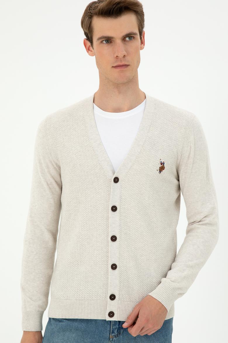 Erkek Taş Melanj Basic Triko Hırka - 50288878023