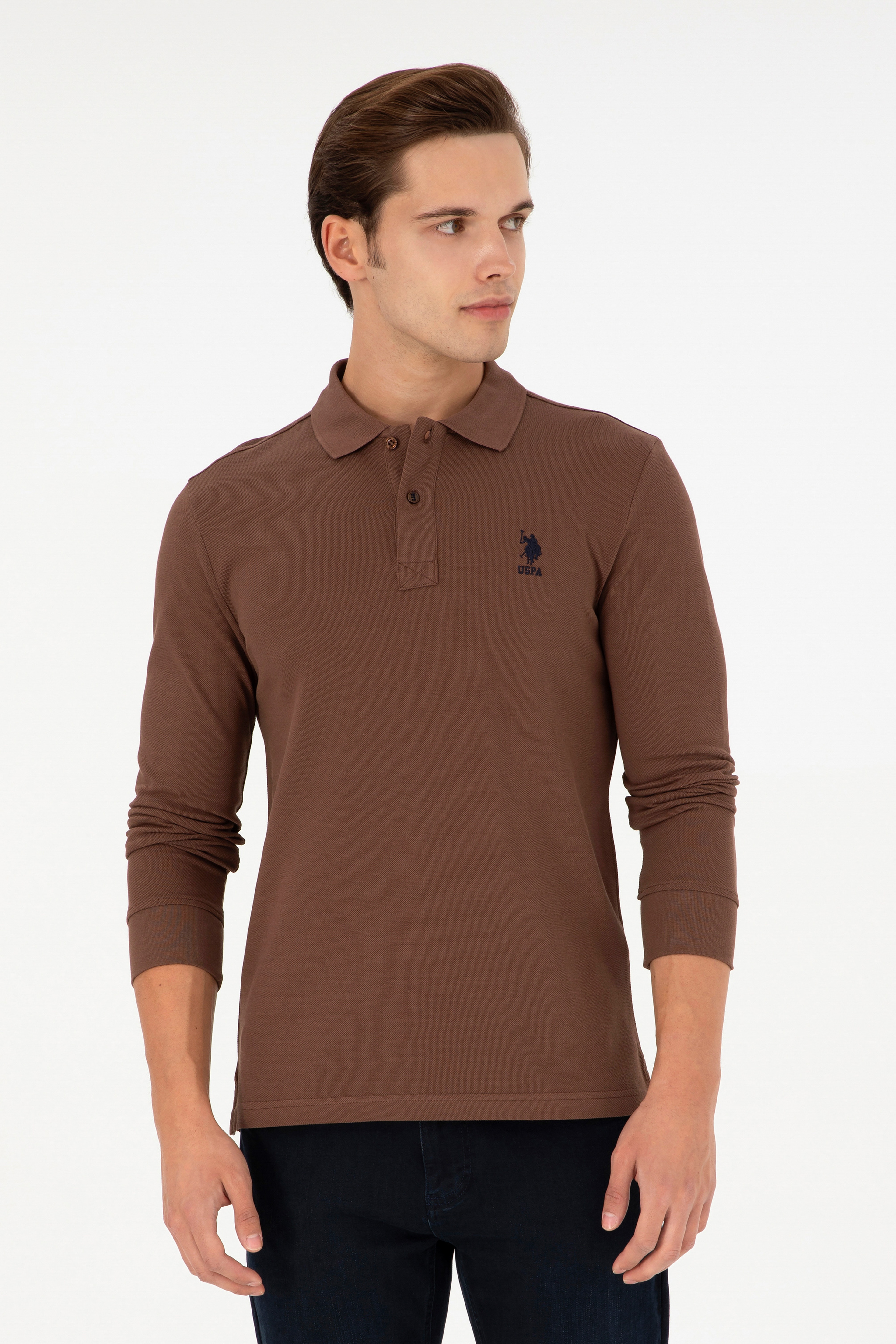 Erkek Kahverengi Basic Sweatshirt