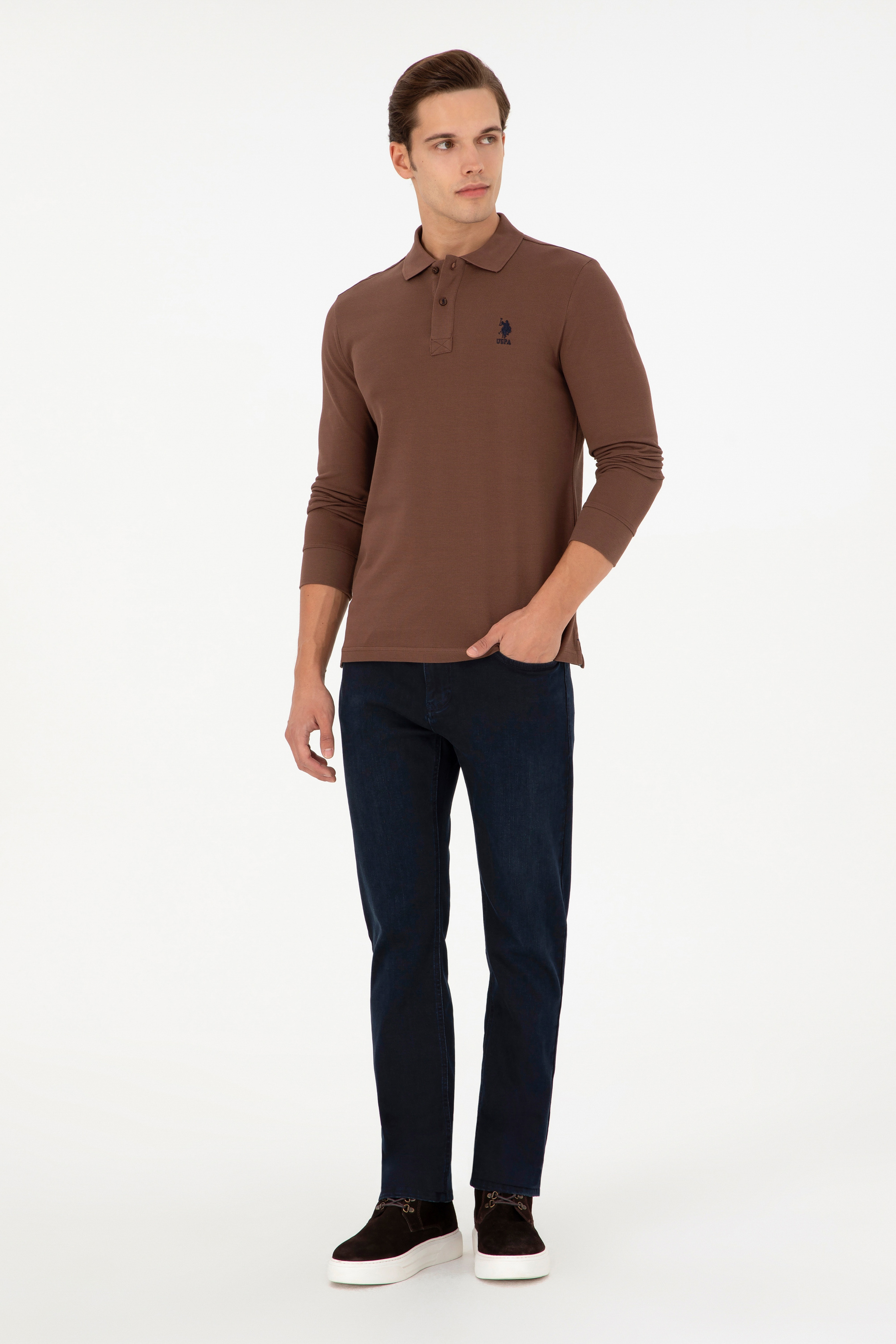 Erkek Kahverengi Basic Sweatshirt