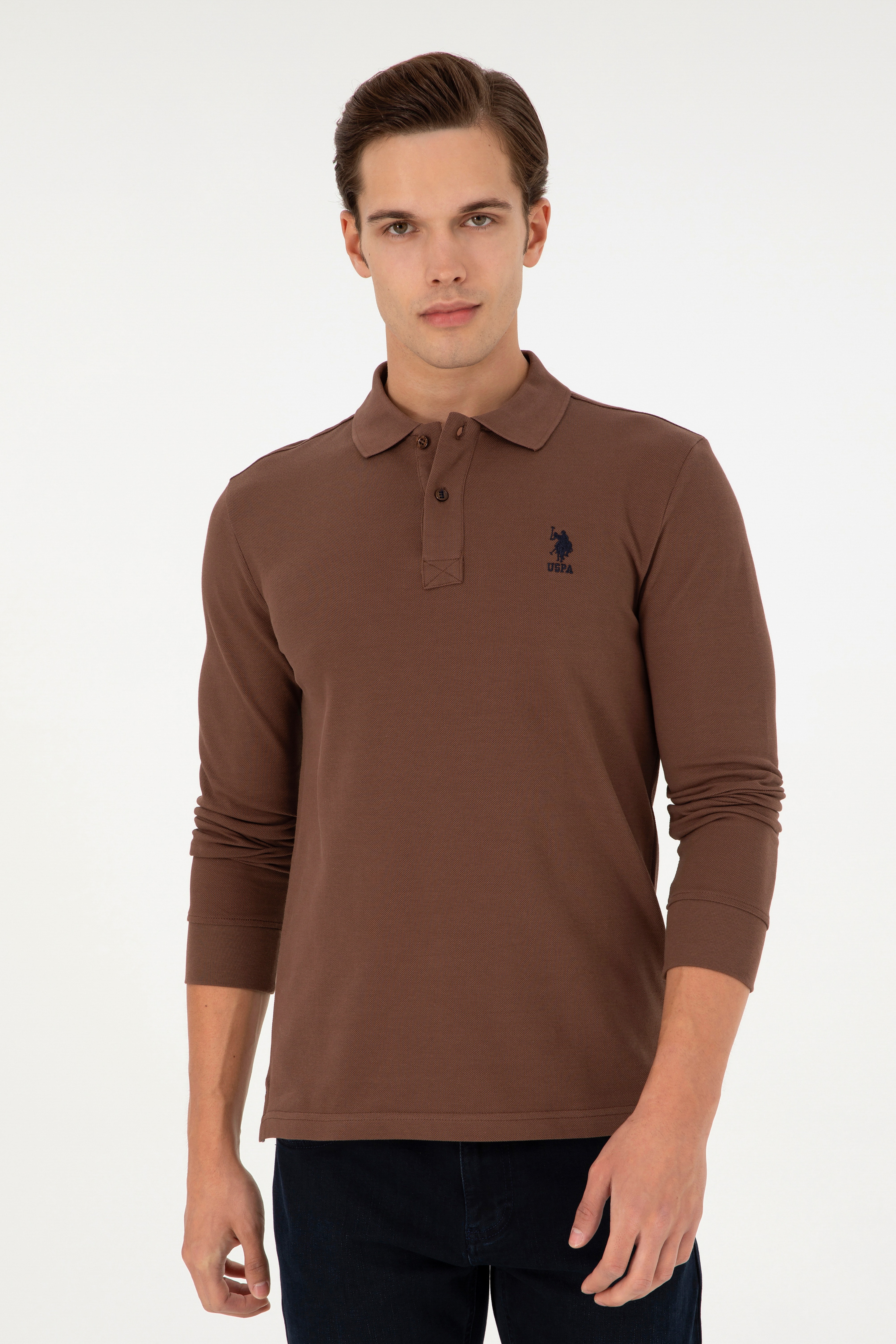 Erkek Kahverengi Basic Sweatshirt - Image 3