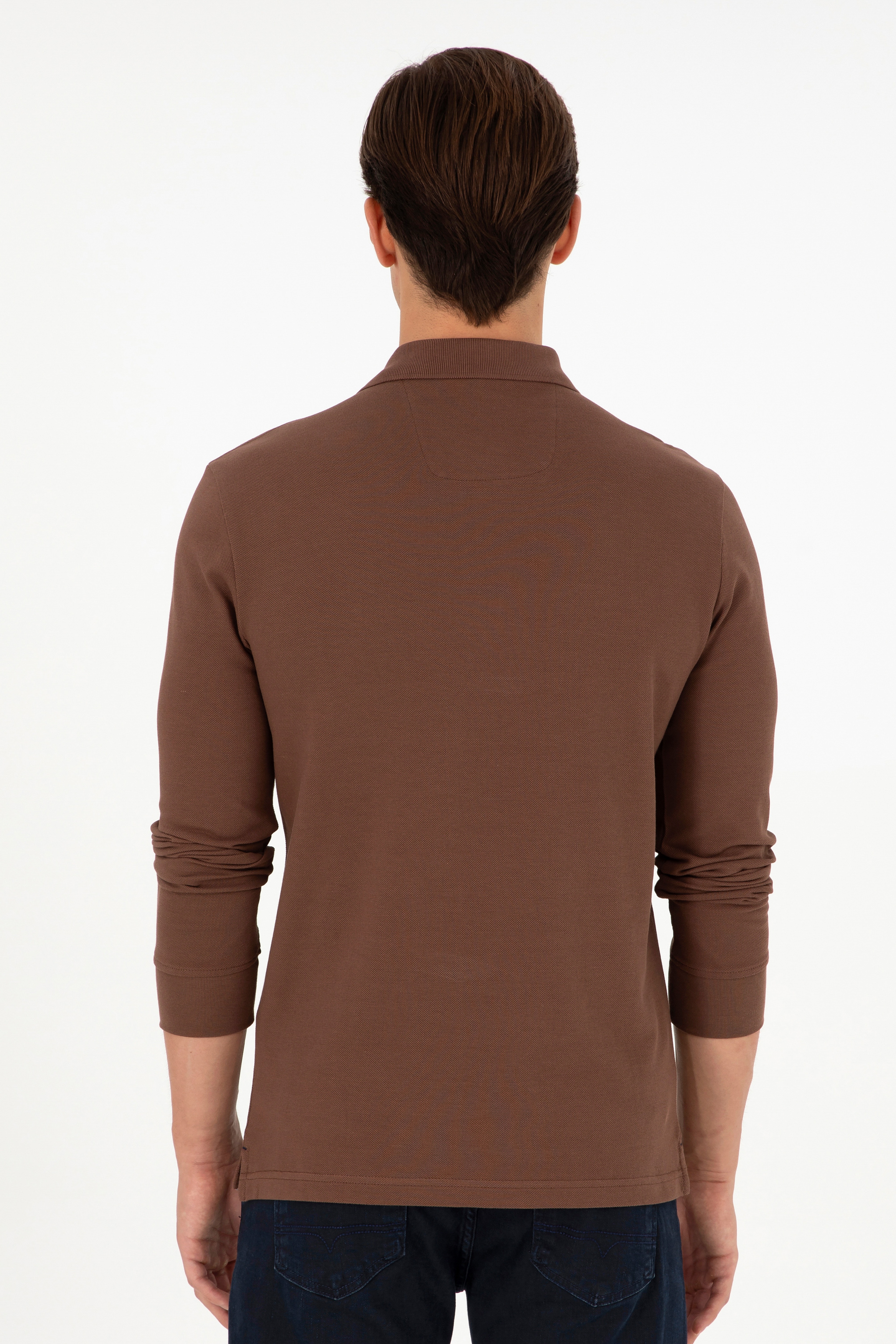 Erkek Kahverengi Basic Sweatshirt - Image 5