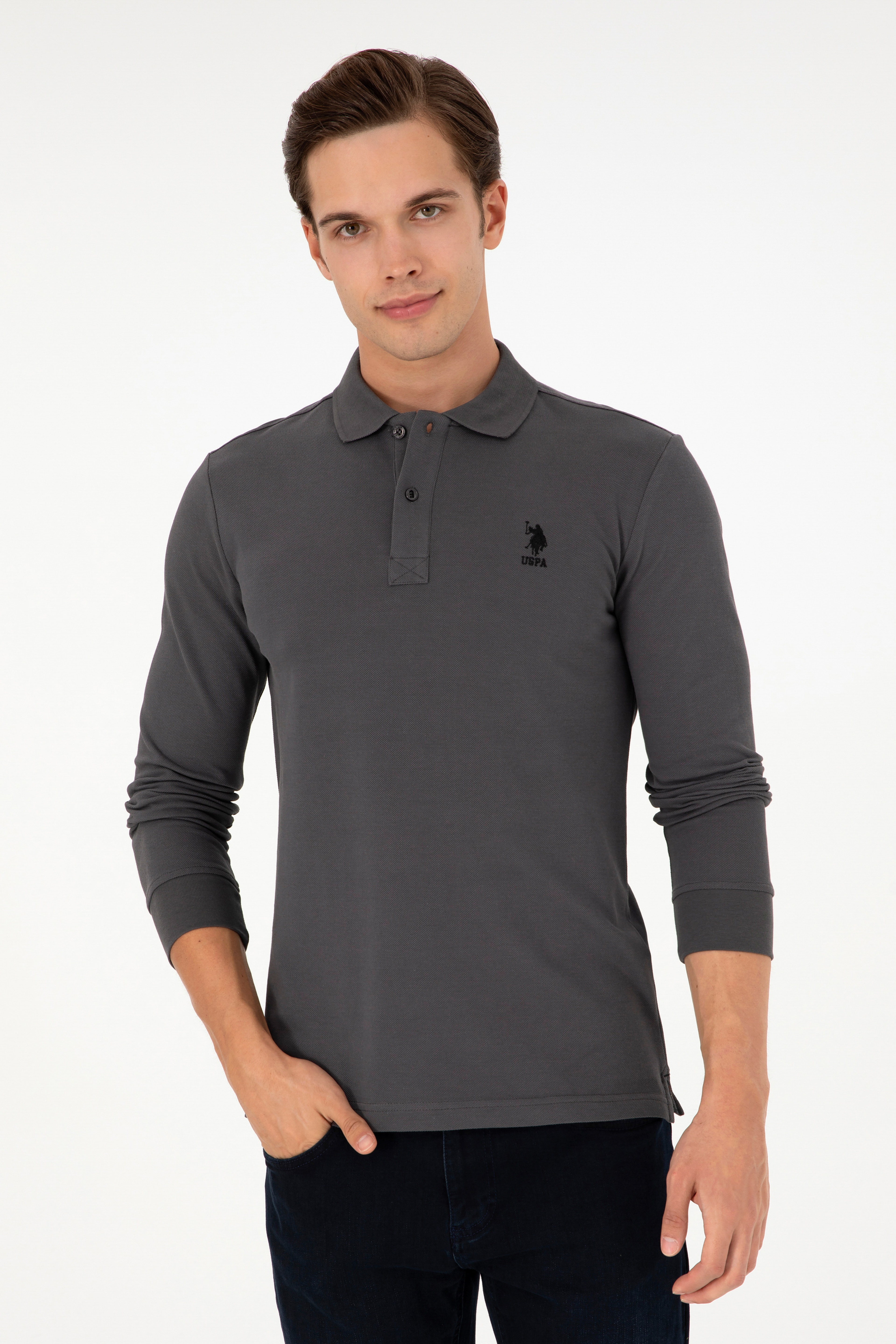 Erkek Antrasit Basic Sweatshirt - Image 3